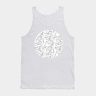 Noncolored curly continuous line seashells design Tank Top